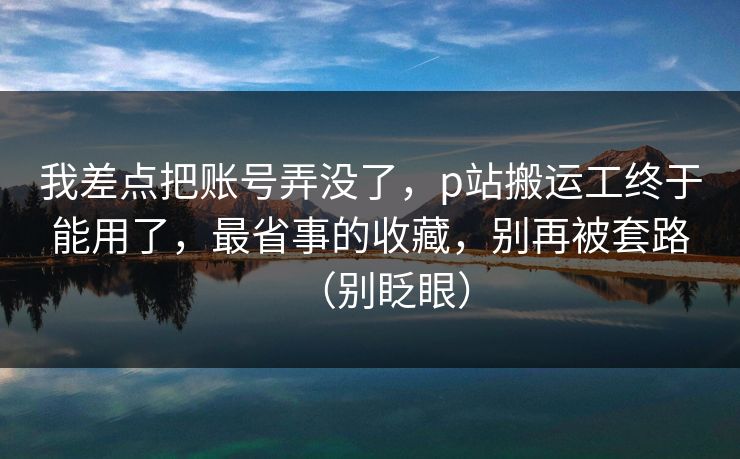 我差点把账号弄没了，p站搬运工终于能用了，最省事的收藏，别再被套路（别眨眼）