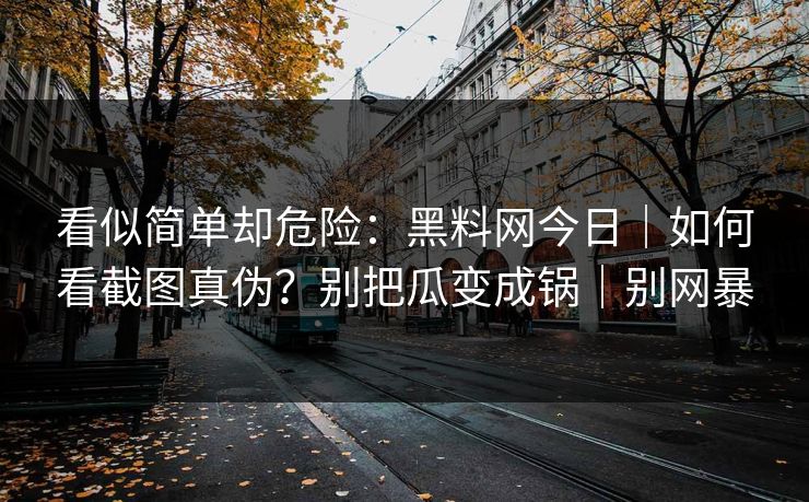 看似简单却危险：黑料网今日｜如何看截图真伪？别把瓜变成锅｜别网暴