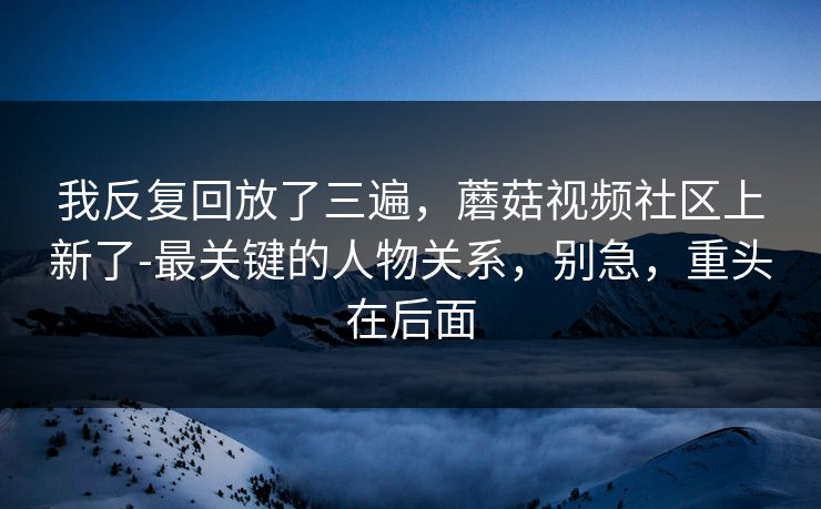 我反复回放了三遍，蘑菇视频社区上新了-最关键的人物关系，别急，重头在后面