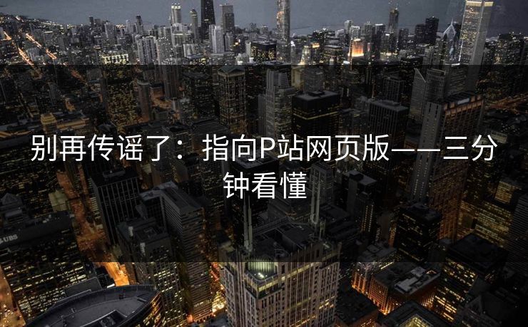 别再传谣了：指向P站网页版——三分钟看懂