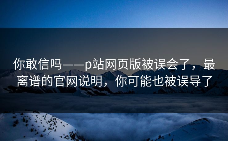你敢信吗——p站网页版被误会了，最离谱的官网说明，你可能也被误导了