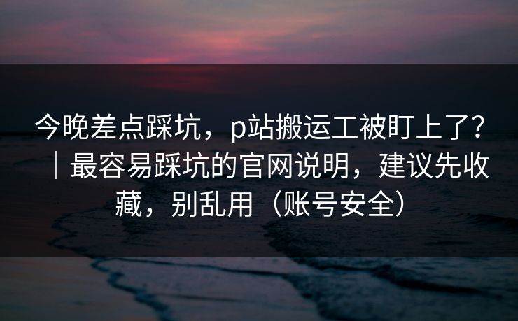 今晚差点踩坑，p站搬运工被盯上了？｜最容易踩坑的官网说明，建议先收藏，别乱用（账号安全）
