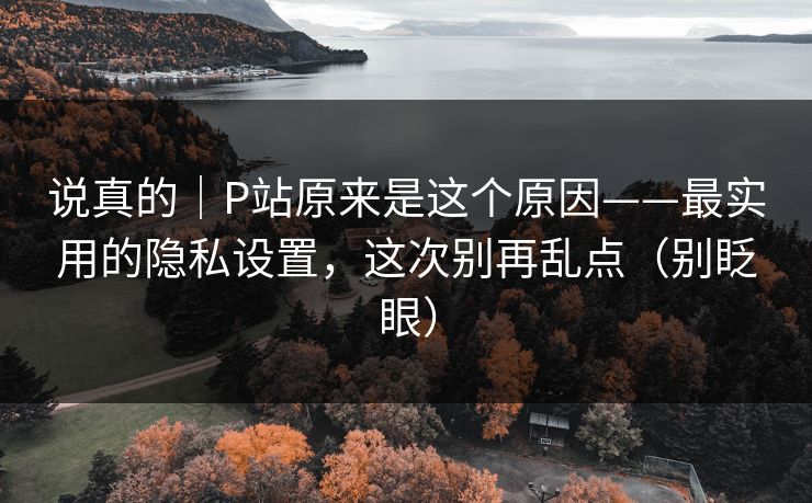 说真的｜P站原来是这个原因——最实用的隐私设置，这次别再乱点（别眨眼）